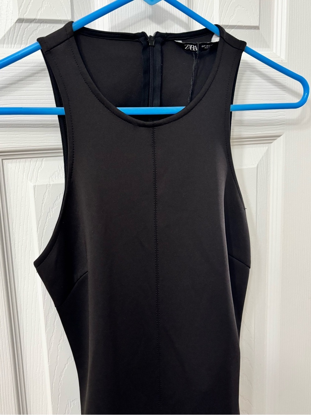Zara Solid Black Twist Open Back Scuba Front Slit Maxi Dress Women’s Size Small - Picture 5 of 9